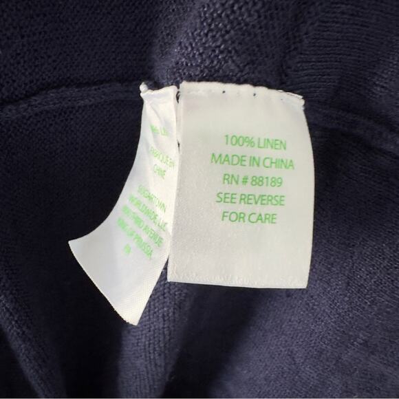 Lilly Pulitzer 100% Linen Hooded Pullover Lightweight Kangaroo pocket navy solid - Picture 8 of 10